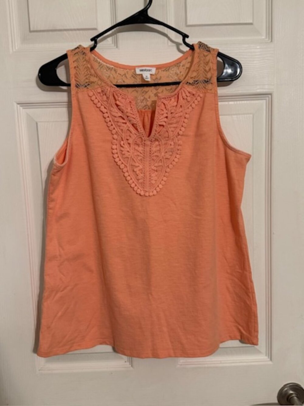 Westport Women's Peach Color Tank Top with Lace Detailing, Size M